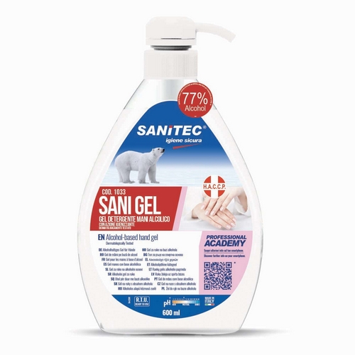 SANI GEL gel alcoolico al 77% pronto all'uso dermatologicamente testato